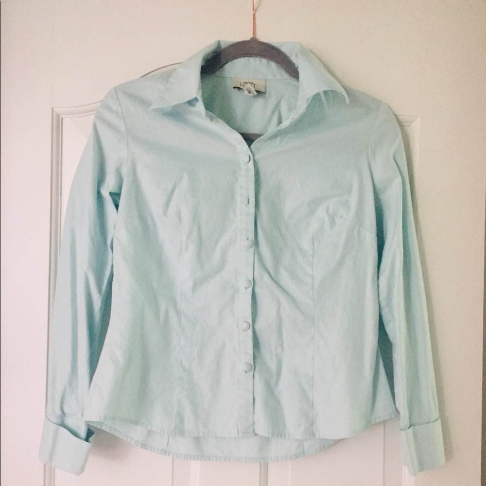 Loft Light Blue Button Down Top - image 1